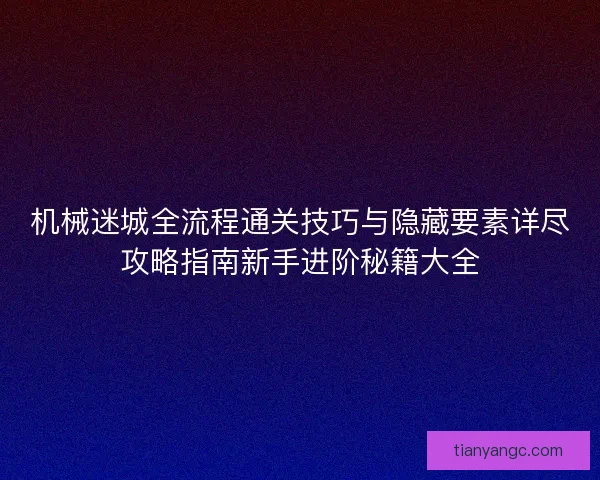 机械迷城全流程通关技巧与隐藏要素详尽攻略指南新手进阶秘籍大全